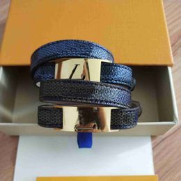 Bangle High Quality Pu Double Loop Belt Bracelet Unisex Bracelet Titanium Steel Letter Bracelet Fashion Jewelry Supply J230710