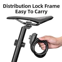 Locks ROCKBROS Bike Portab Bicyc Lock Bike Anti-tht Ring Lock MTB Road Cycling Cab Lock Motorcyc Vehic Bicyc Accessories HKD230711