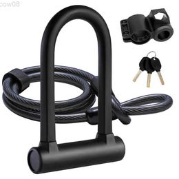 Bike Locks Strong Security U Lock with Steel Cab Bike Lock Combination Anti-tht Bicyc Bike Accessories for MTB Road Motorcyc Chain HKD230710