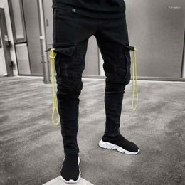 Men's Jeans Stretch Men Knee Hole Autumn Fashion Trend Pencil Pants Black Denim Casual