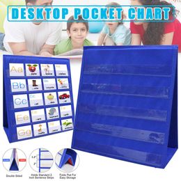 Advertising display equipment Arrival Doublesided Selfstanding Foladble Desktop Pocket Chart for Classroom Home Teaching Kids Children 230707