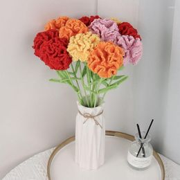 Decorative Flowers Mother's Day Gift 1 Pcs Hand-knitted Carnations Bouquet Artificial Rose Wedding Decoration Teachers'
