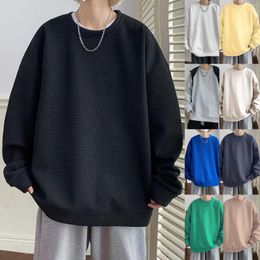 Men's Sweaters Polyester Tunic Banded Sweatshirt Fashion Spring And Autumn Casual Short Sleeved Round Neck Solid Mens Fall Tops