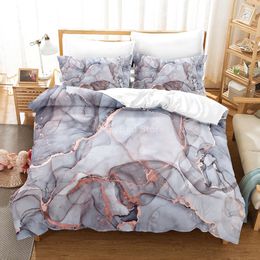 Bedding sets Grey Purple Marble Set Art 3d Duvet Cover Sets Comforter Bed Linen Twin Queen King Single Size Room Decor Kids Adult 230710