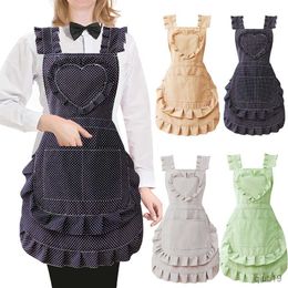 Kitchen Apron Lovely Retro Lady's Aprons for Women Girls Cake Kitchen Fashion Canvas Cooking Apron Chic with Pockets for Gift R230710