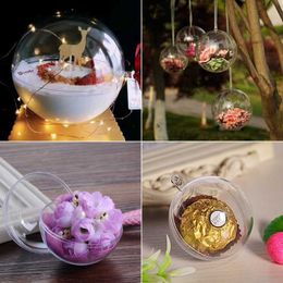 5pcs Christmas Clear Baubles Plastic Fillable Ball DIY Hanging Ornaments Foam Filler Bubble Balls Hanging Hooks Christmas Decor L230626