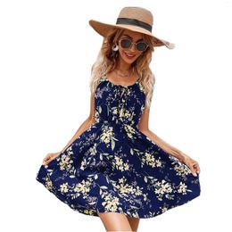 Casual Dresses Women Summer Sleeveless Printed Dress Beach Short Sun Mini
