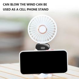 Electric Fans Summer Electric Fans LED Display Hand-Held Folding Fans Mini 5000mAh Portable Desktop Foldable Fan Rechargeable 5-Speed USB Fan