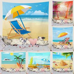 Tapestries Tapestry Background Summer Beach Landscape Living Room Bedroom Decoration Hanging Cloth R230710