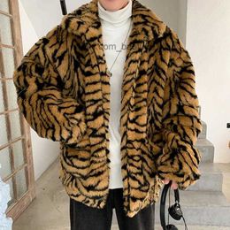 Men's Jackets Fashion Men Jacket Designer Luxury Leopard Coat Winter Thick Fur Outwear Cardigan Casual Loose Warm Clothing Z230710