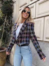 Pants 2023 Tweed Blazers Suit Outerwear Spring Coats Long Sleeve Tops Fashion Jackets Tailored Women Coat Multicolor Cropped Clothing