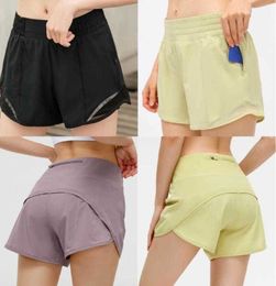 Womens lu-33 Yoga Shorts Hotty Hot Pants Pocket Quick Dry Speed Up Gym Clothes Sport Outfit Breathable Fitness High Elastic Waist Leggings Breathable design66ess