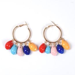 Dangle Earrings Vintage Shell Hoop Multicolor Big Round Circle Geometric Statement Earring For Women Handmade Wedding Party Jewelry