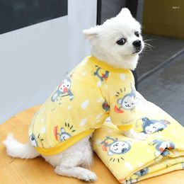 Dog Apparel Warm Coral Velvet Vest Cartoon Pet Clothes Cute Animal Printed Puppy Hoodie Soft Comfortable Cat Sweater Supplies