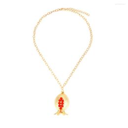 Pendant Necklaces Vintage Gold Colour Metal Pomegranate Flower Necklace Fashion Alloy Plant Fruit For Women Jewellery