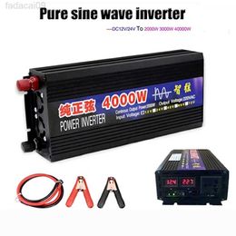 Jump Starter Pure Sine Wave Inverter 2000W 3000W 4000W Power DC 12V 24V To AC 220V Voltage 5060HZ Converter Solar Car Inverters With LED Dis HKD230710