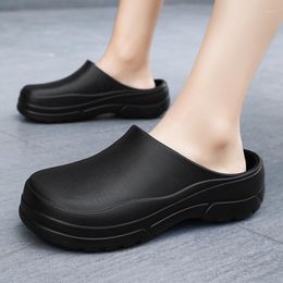 Slippers Men's Closed Toe Half 2023 Summer Non-slip Platform Slip On Work Shoes For Men Increased Causal Male Slides