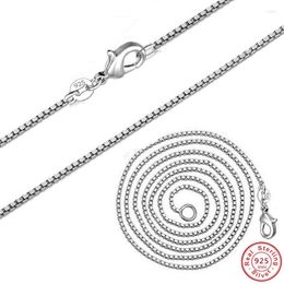 Chains Selling 1.4MM Thin Top Quality Box Chain Jewelry 16-24in Wholesale Price Kolye Collare Long Silver Color Necklace