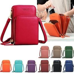 Evening Bags Women's Crossbody Bag Mobile Phone Ladies Wallet PU Multi-function Mini Shoulder For Women Candy Color Fashion