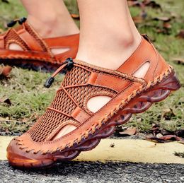 Breathable Summer 9457 Sandals Men Fashion Roman Handmade Mesh Casual Shoes Platform Outdoor Men's Beach 's