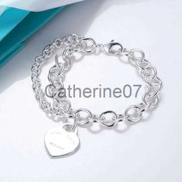 Bangle Famous Designer Letters Pendant Couple Bracelets Fine Jewellery OT Heart Silver Charm Bracelet For Women Jewellery J230710