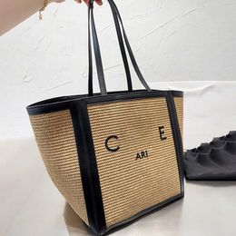 Totes Bag Letter Shopping Bags Fashion Linen Totes Designer Women Straw Knitting Handbags Summer Beach Shoulder Bags Large Casual Tote 230710