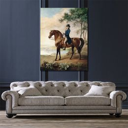 Hand Painted George Stubbs Horse Painting Warren Hastings Canvas Art Classical Landscape Family Room Decor