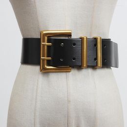 Belts Women's Runway Fashion Vintage Genuine Leather Cummerbunds Female Dress Corsets Waistband Decoration Wide Belt R3095