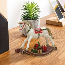 Other Toys Christmas Rocking Horse Resin Decorations for Home Wooden Mini Christmas Ornaments Santa Kids Toys Christmas 230710