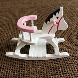 Other Toys 1 12 Dollhouse Miniature Furniture Wooden Horse Rocking Chair For Kids Action Figure Doll House Decoration Dolls Accessories 230710