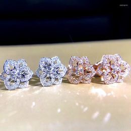 Stud Earrings 2023 Fashion Rose Gold Color Silver Flower For Women Party Gift Jewelry Wholesale Items E8120
