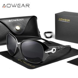 Sunglasses AOWEAR Brand Designer Womens Woman Trending Vintage Gradient Lenses Sunglass Ladies Diamond Style Shades Eyewear 230707