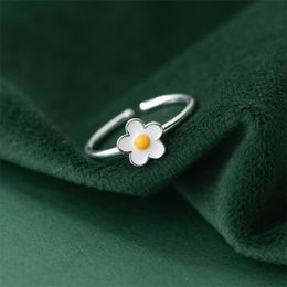 Trendy Silver Colour Vintage Daisy Rings For Women Sweet Cute Flower Adjustable Open Cuff Wedding Ring Girls Party Jewellery Gifts