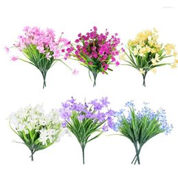 Decorative Flowers Artificial Fake UV Resistant No Fade Plastic Shrubs Plants Eco Friendly Multifunctional Floral Decor For Garland