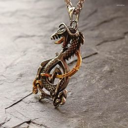 Pendant Necklaces Nordic Vikings Men Necklace Scandinavian Dragon Amulet Norse Stainless Steel Jewelry Talisman
