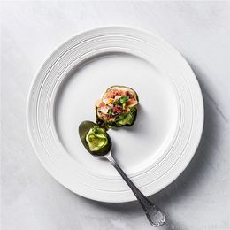 Plates 1pc Nordic White Circular Western Steak Plate Household Restaurant Kitchen Supplies Light Luxury Ceramic