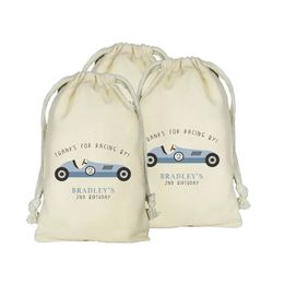 Other Housekeeping Organisation Vintage Race Car Personalised Favour Bags Set of 20 Custom Retro Racing Birthday Favours Racecar Theme Party Bag 230710