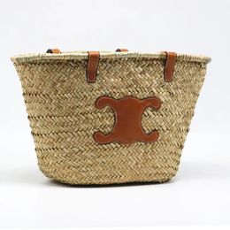 Straw Bag Female 2023 New Hand-woven Basket Holiday Beach Bag Single Shoulder Underarm Bag Gift