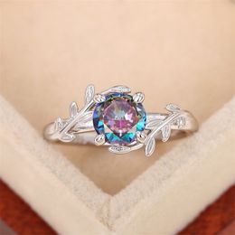 Huitan Unique Colourful Cubic Zirconia Rings Fashion Wedding Accessories Anniversary Party Women Rings Fancy Gift Newly Jewellery