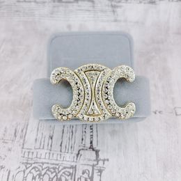 Designer Women Letters Brooches Plated Full Crystal Rhinestone Jewelry Pin Bride Marry Wedding Party Accessories Gold Sier 2color Gift