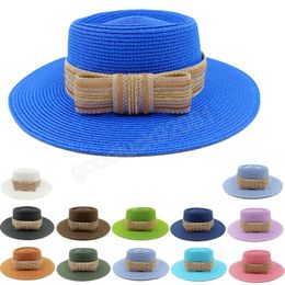 Straw Hat Bow Diamond khaki Summer Sun Hat White Travel Wide Brim Hat Men's and Women's Cap Gorras Homebre