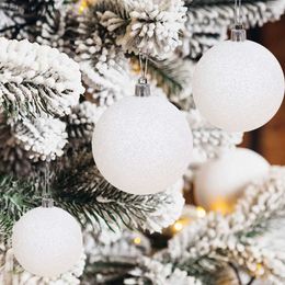 6-8cm White Christmas Balls Ornaments Christma Tree Hanging Pendants Ball Decorations For Home Happy New Year 2023 Naviidad Gift L230626