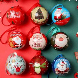 Christmas Style Round Ball Candy Box Cartoon Candy Storage Jar Home Christmas Decoratio Printed Organizer Container Kids Gift L230626