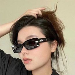 Sunglasses 2023 New High Quality Small fragrant leg personality mirror face double letter printing narrow frame sunglasses for women ch71473a