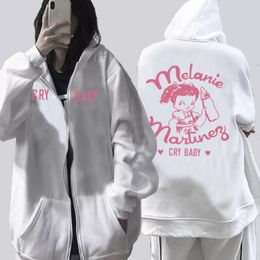 Mens Hoodies Sweatshirts Melanie Martinez Cry Baby Zipper Hoodie Harajuku Hip Hop Casual Loose Pullovers Unisex Streetwear 230710