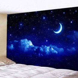 Tapestries Beach moon night sky background home decor tapestry Decor bedroom sheet beach towel yoga mat R230710