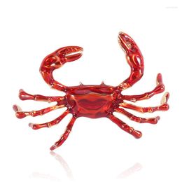 Brooches Red Enamel Ocean Crab For Women Lovely Sea Animal Office Party Casual Brooch Pins Gifts