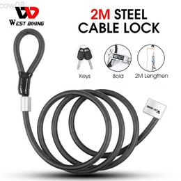 Bike Locks WEST BIKING 2M ngthen Bike Lock Anti Tht Security MTB Road Bicyc Cab Lock Ectric Bike Motorcyc Cycling Accessories HKD230710