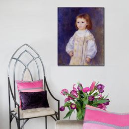 Canvas Wall Art Child in A White Dress (lucie Berard) Pierre Auguste Renoir Painting Handmade Oil Artwork Modern Studio Decor