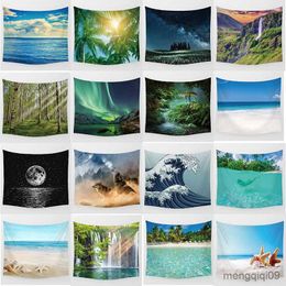 Tapestries Home Decor Beautiful Ocean Landscape Wall Art Tapestry Waterfall Large Rectangular Tapestry Wall Decor Tapestry 230x180CM R230710